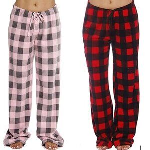 2 Pairs of Fuzzy Plaid Pajama Pants